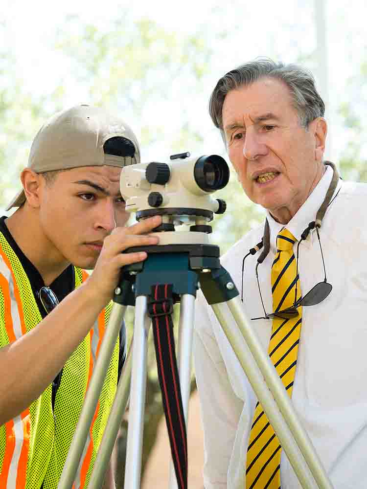 construction student and professor