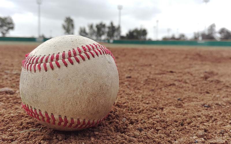 Baseball sitting on the field